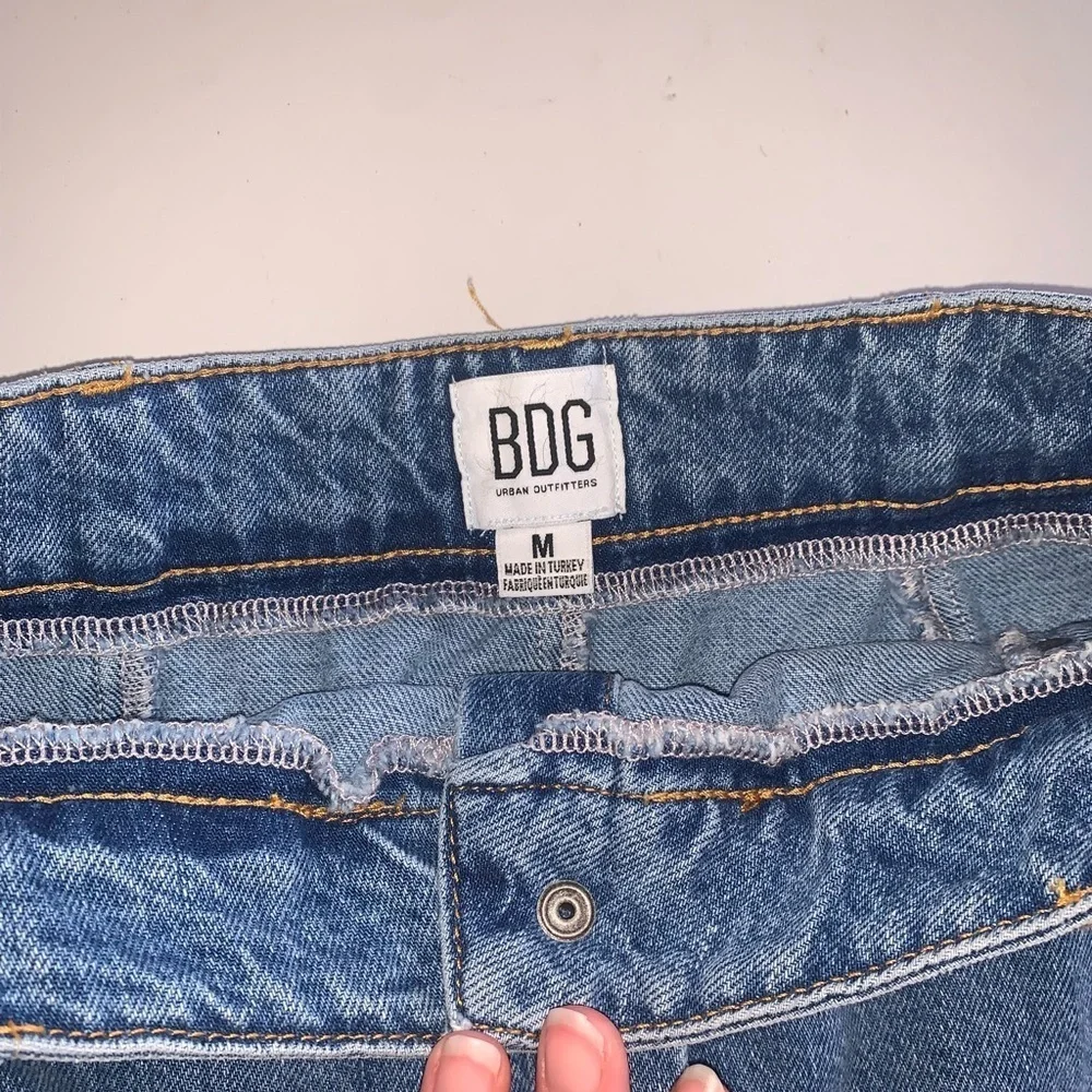 BDG Urban Outfitters Blue Denim A Line Mini Skirt Snap Button Front Pockets M